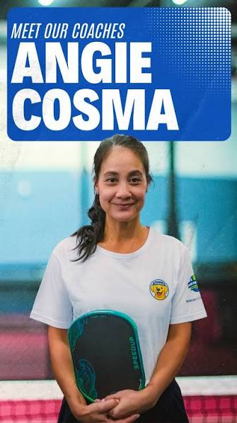 Angie Cosma holding a pickleball paddle